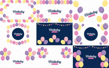 ColorfulHappy Birthday announcement poster. flyer. and greeting card in a flat style vector illustration
