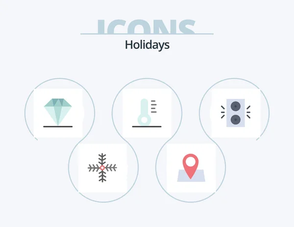 Holidays Flat Icon Pack Icon Design Winter Diamond Holiday Holiday — Stok Vektör