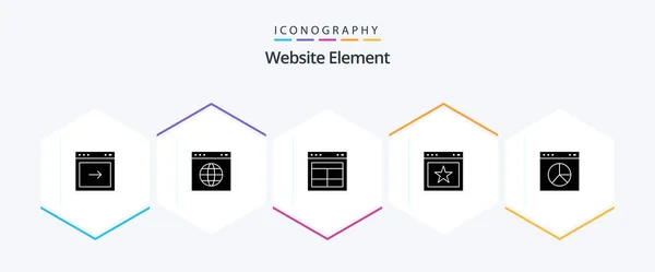 Website Element Glyph Icon Pack Including Business Favorite Divide Bookmark — Image vectorielle