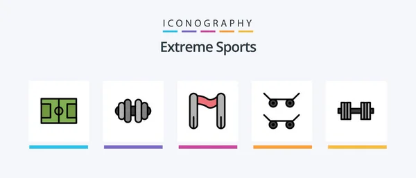 Sport Line Filled Icon Pack Including Stone Curling Finish Sport — Stockový vektor