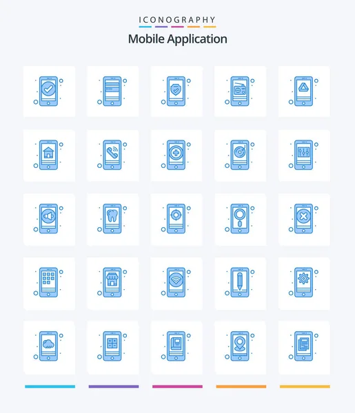 Creative Mobile Application Blue Icon Pack Google Data Radio Communication — ストックベクタ