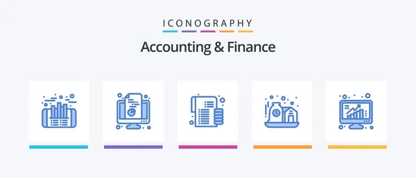 Accounting Finance Blue Icon Pack Including Grow Investment Document Home — Wektor stockowy