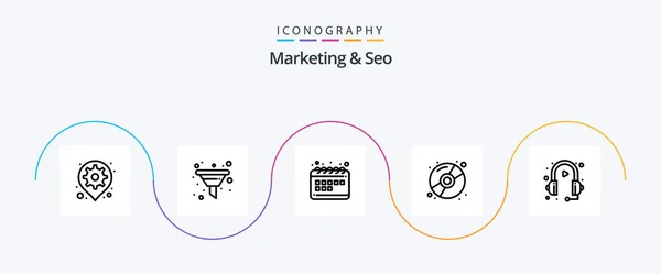 Marketing Seo Line Icon Pack Including Customer Disk Seo Compact — Stockvector
