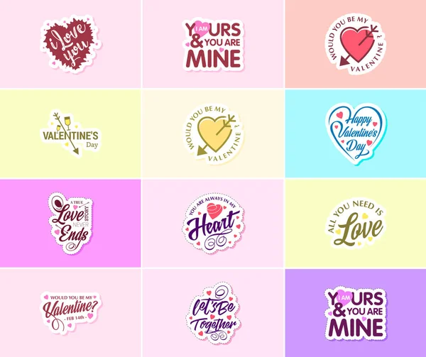 Express Your Love Valentine Day Typography Graphics Stickers — Διανυσματικό Αρχείο