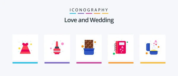 Wedding Flat Icon Pack Including Diamond Romance Chocolate Love Book — Vetor de Stock