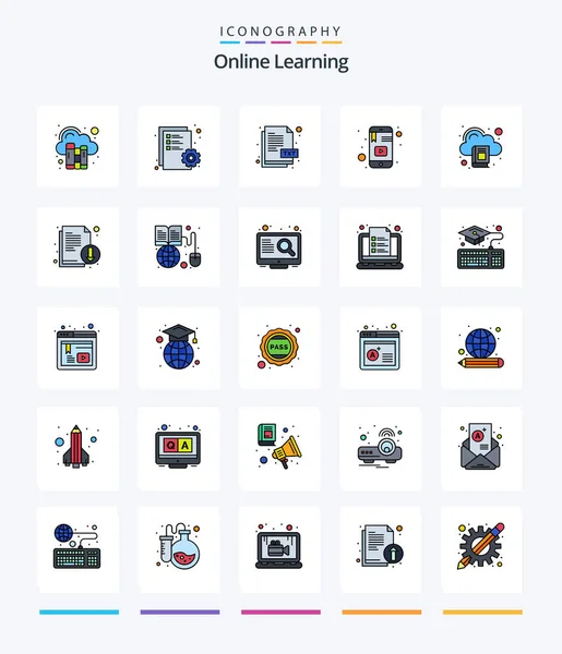 Creative Online Learning Line Filled Icon Pack Cloud Smartphone Txt — ストックベクタ
