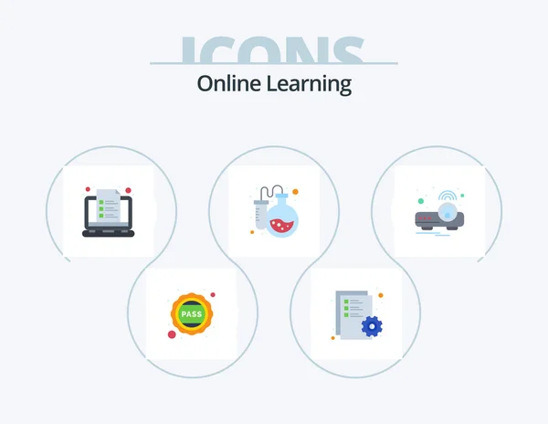 Online Learning Flat Icon Pack Icon Design Online Test Lab — Stockvector