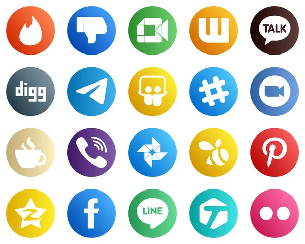 Versatile Social Media Icons Video Digg Zoom Slideshare Icons Fully — Stok Vektör