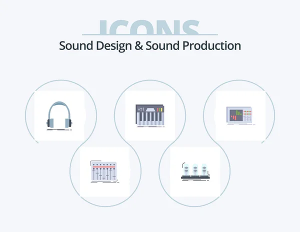 Sound Design Sound Production Flat Icon Pack Icon Design Keyboard — Stockvektor