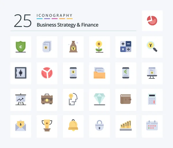 Business Strategy Finance Flat Color Icon Pack Including Business Money — Stockvector