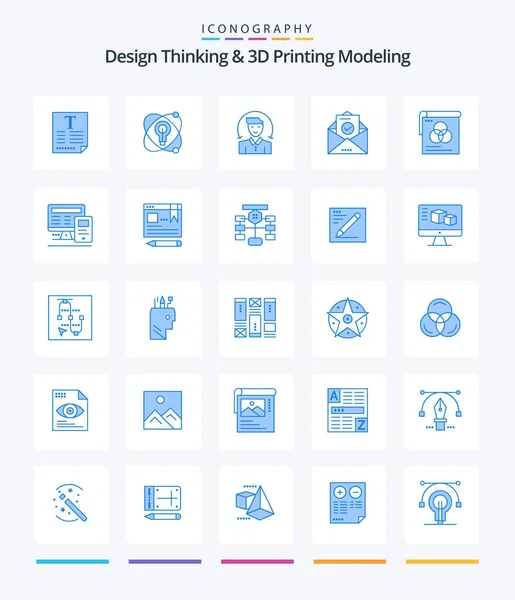 Creative Design Thinking Printing Modeling Blue Icon Pack Poster Education — Stockový vektor