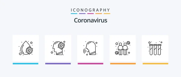 Coronavirus Line Icon Pack Including Spread Protection Medical Corona Pharmacy — Vetor de Stock
