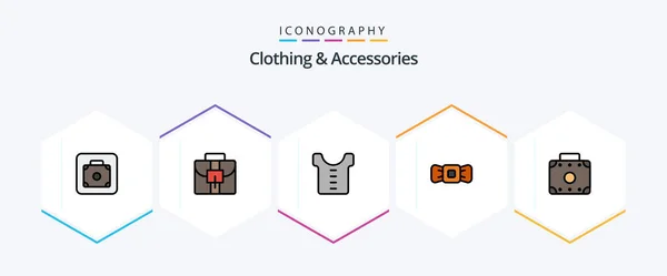 Clothing Accessories Filledline Icon Pack Including Luggage Clothes Briefcase Hipster — стоковый вектор