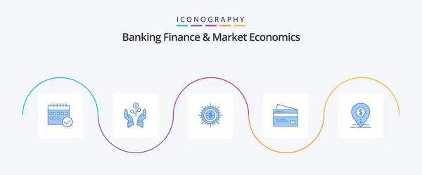 Banking Finance Market Economics Blue Icon Pack Including Finance Budget — Archivo Imágenes Vectoriales