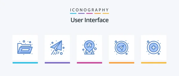 User Interface Blue Icon Pack Including User Location User Creative — ストックベクタ