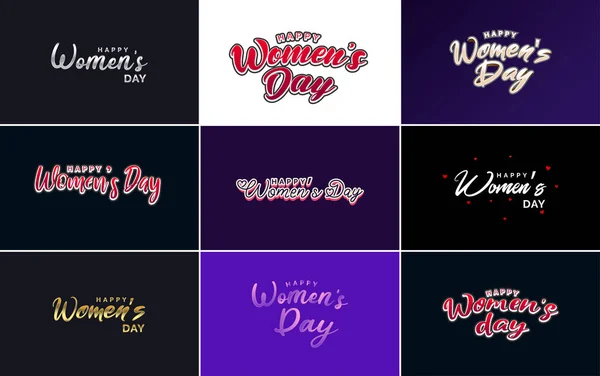 ピンクハッピー女性の日国際女性の日のコンセプトミニマリズムデザインで使用するためのタイポグラフィの要素 ベクトルイラスト — ストックベクタ