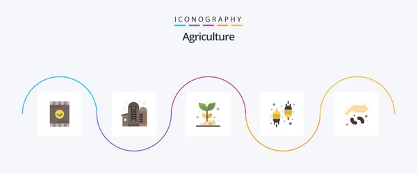 Agriculture Flat Icon Pack Including Fly Eco Agriculture Bee Plant — Stock Vector