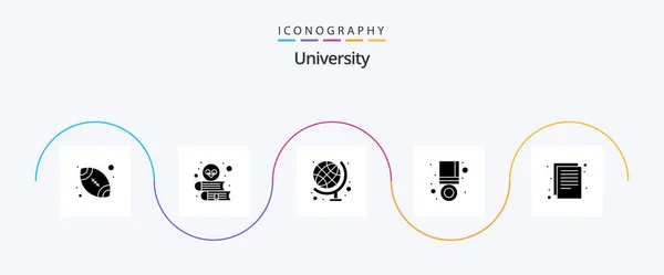 University Glyph Icon Pack Including Files Success Education Medal Achieve — Stock vektor