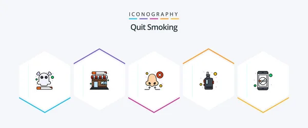 Quit Smoking Filledline Icon Pack Including Quit Smoking Prohibited Nose — Vector de stock