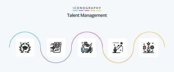 Talent Management Line Filled Flat Icon Pack Including Star User — Stock Vector