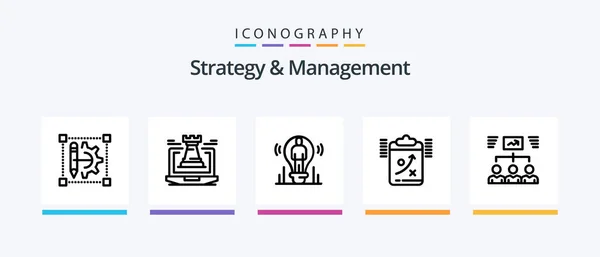 Strategy Management Line Icon Pack Including Arrow User Board Line — Stock Vector