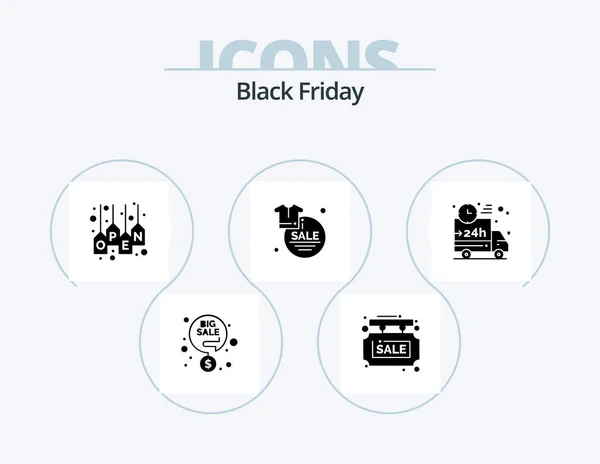Black Friday Glyph Icon Pack Icon Design Sale Discount Shop — Vector de stock