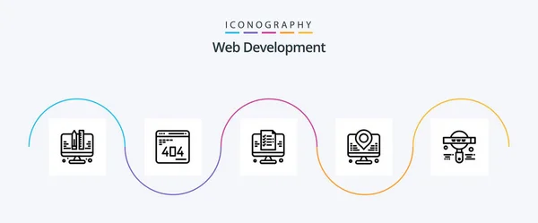 Web Development Line Icon Pack Including Development Location Website Internet — стоковый вектор