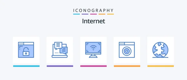 Internet Blue Icon Pack Including Internet Target Electronics Internet Creative — Stok Vektör
