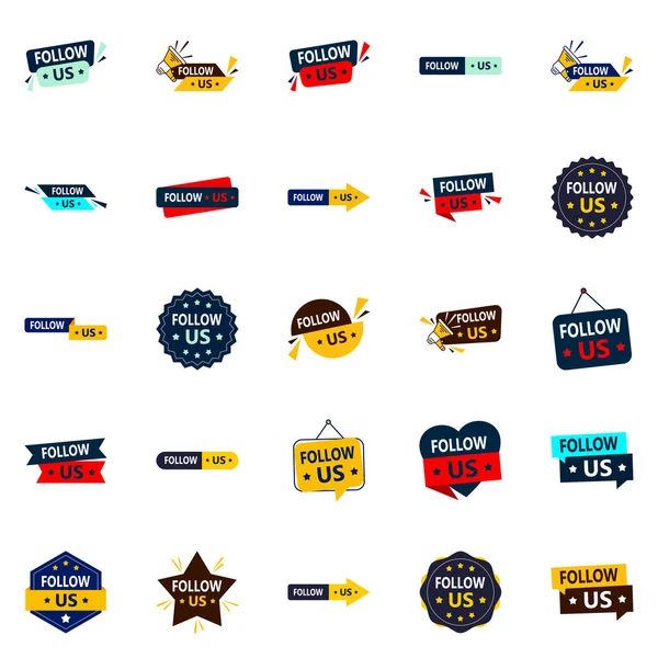 Colorful Follow Banners Tiktok Instagram — Stock Vector