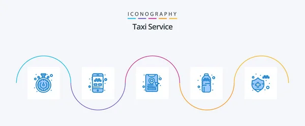 Taxi Service Blue Icon Pack Including Insurance Online Cab Booking — Archivo Imágenes Vectoriales