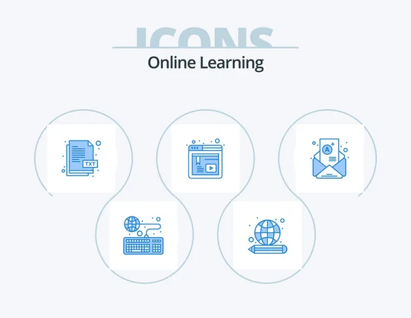 Online Learning Blue Icon Pack Icon Design Letter Web Knowledge — Stock vektor