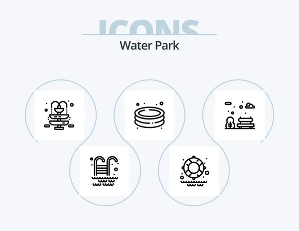 Water Park Line Icon Pack Icon Design Water Garden Hammock — Stock vektor
