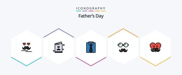 Fathers Day Filledline Icon Pack Including Father Specs Clothes Glasses — Archivo Imágenes Vectoriales