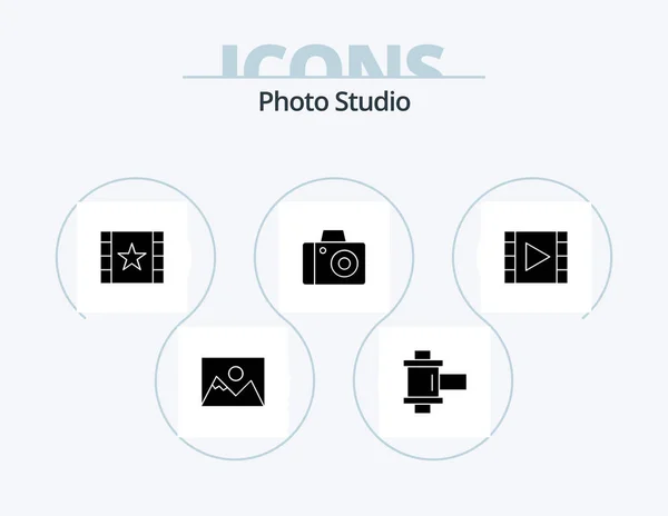 Photo Studio Glyph Icon Pack Icon Design Player Media Player — Stockvector