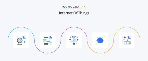 Internet Things Flat Icon Pack Including Plug World Smart Internet — Stok Vektör