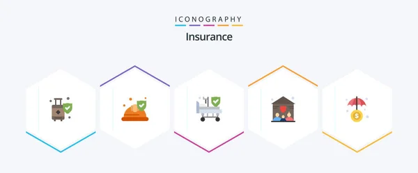 Insurance Flat Icon Pack Including Protection Insurance Bed People Family — стоковый вектор