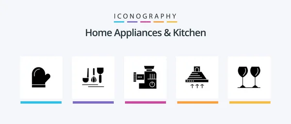 Home Appliances Kitchen Glyph Icon Pack Including Home Manual Hotel — Stock Vector