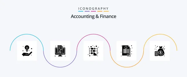 Accounting Finance Glyph Icon Pack Including Finance Deal Abacus Guarantee — стоковый вектор