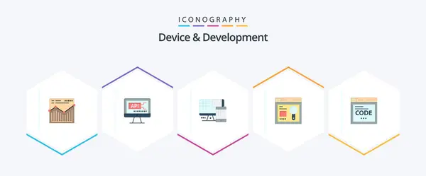 Device Development Flat Icon Pack Including Internet Education Computer Search — Stockvector