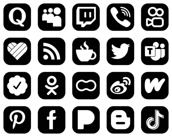 Premium White Social Media Icons Black Background Tweet Likee Twitter — Vetor de Stock