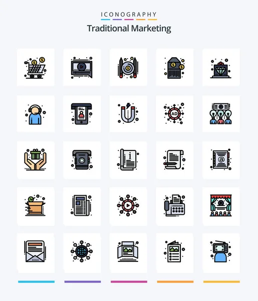 Creative Traditional Marketing Line Filled Icon Pack Royal Offer Articles — Διανυσματικό Αρχείο
