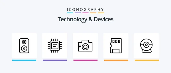 Devices Line Icon Pack Including Printing Phone Printer Movie Creative — Vettoriale Stock