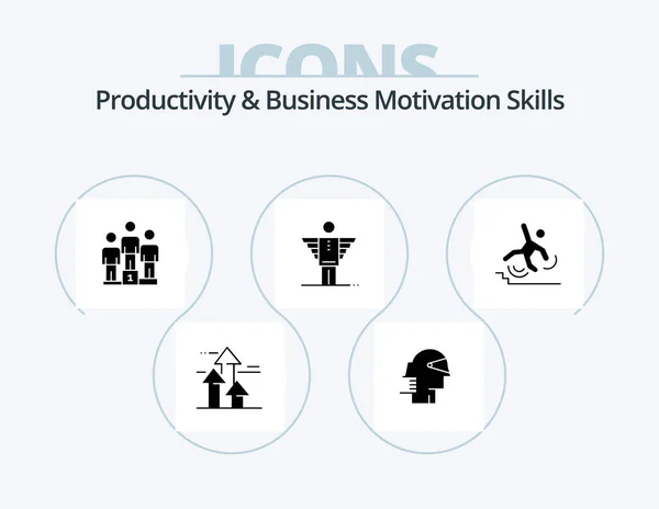 Productivity Business Motivation Skills Glyph Icon Pack Icon Design Freedom — Vector de stock