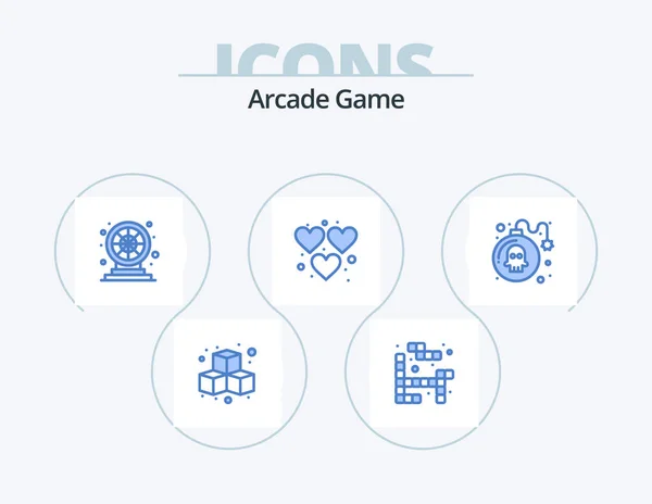 Arcade Blue Icon Pack Icon Design Game Bomb Fun Play — Stockvector
