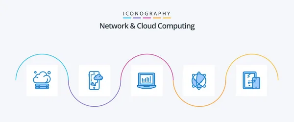 Network Cloud Computing Blue Icon Pack Including Storage Mobile Laptop — Stockvector