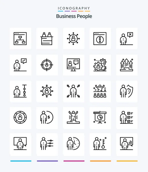 Creative Business People Outline Icon Pack Man Businessmen Teamwork Business — 图库矢量图片