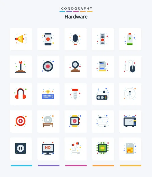 Creative Hardware Flat Icon Pack Switch Control Record Electric Battery — 图库矢量图片