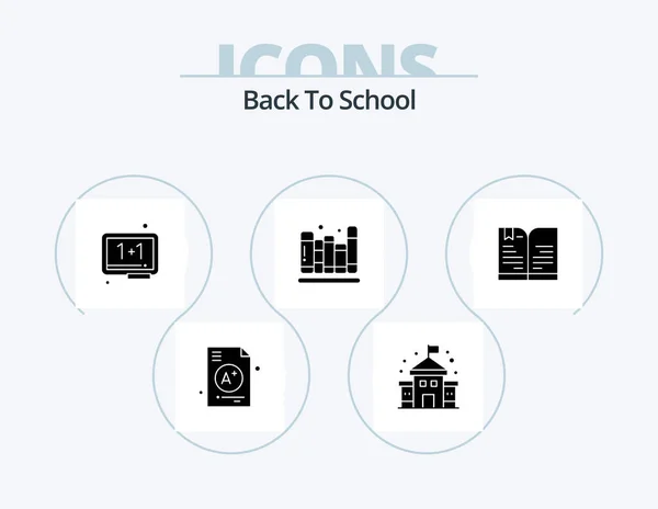 Back School Glyph Icon Pack Icon Design Book Library Education — Stock Vector
