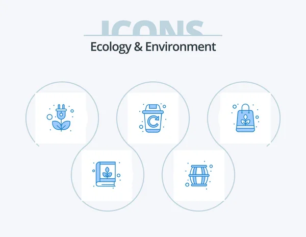 Ecology Environment Blue Icon Pack Icon Design Paper Bag Trash — Vetor de Stock
