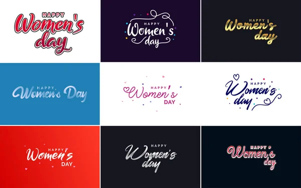 Happy Women Day Typography Design Pastel Color Scheme Geometric Shape — Vetor de Stock